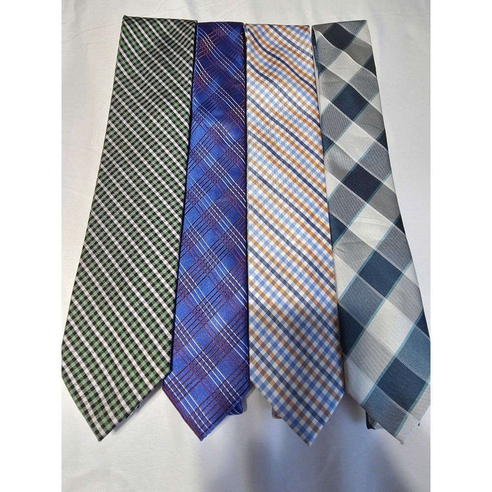 Lot of 4 Men's Designer Random Variety Multicolor Plaid Ties NWOT